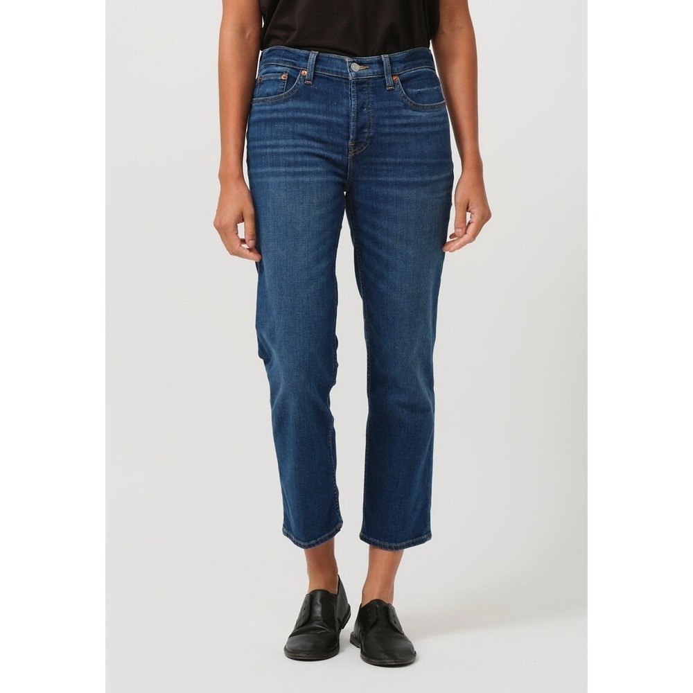 Re/Done Stovepipe Jeans Women's 29 Blue Straight Leg Button Fly Cropped Denim